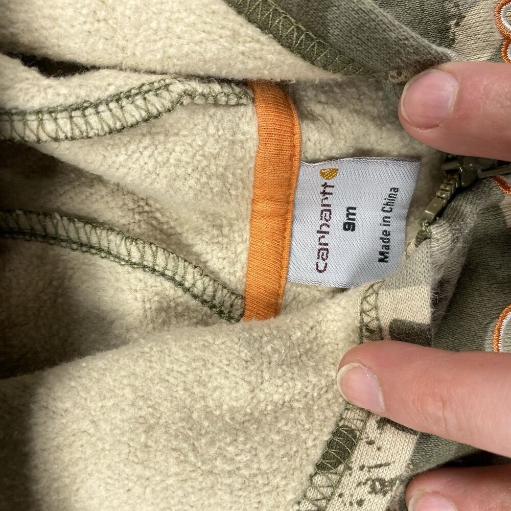 Carhartt Hoodie Full Zip Hooded Sweatshirt Camo Cursive Baby Size 9 Months - Picture 3 of 4